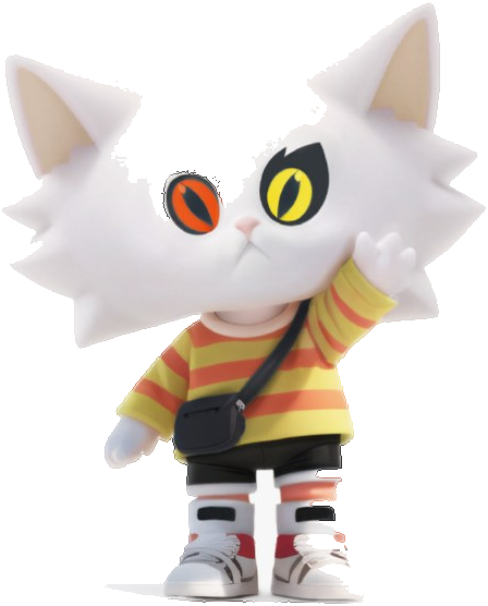 RAMI’s white cat mascot.