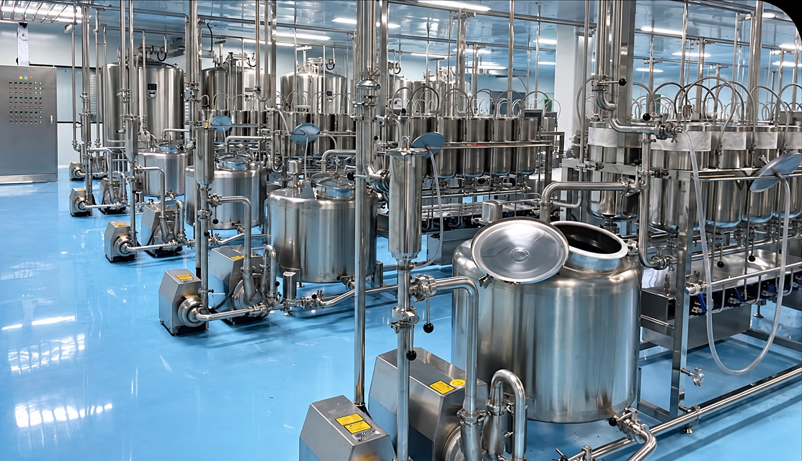 Stainless-steel processing equipment inside our partner factory in Puyang.